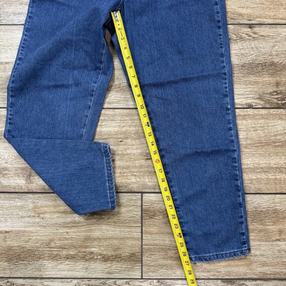 Lee Elastic Side Denim Jeans Woman's 8P Blue Mid Rise Relaxed Fit - Picture 13 of 15